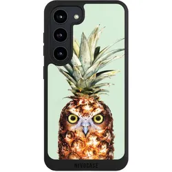 Nivocase Handyhülle für Samsung Galaxy S23 Hülle NIVOpure Case Schwarz Ananas Eule Vogel (Samsung Galaxy S23), Smartphone Hülle, Schwarz