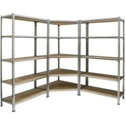SimonRack Schraublos-Eckregal-Set Maderclick Corner 5/500 + 2 Schraublos-Regale Maderclick 5/500 VERZINKT/HOLZ