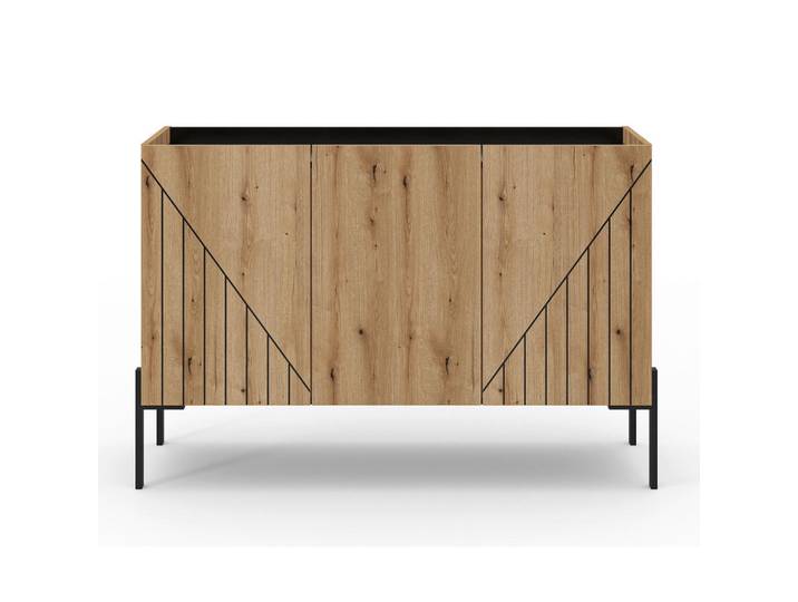 Livetastic Sideboard, Schwarz, Eiche dunkel, Metall, Holzoptik, 3 Fächer, 122x81x40 cm, FSC Mix, stehend, Wohnzimmer, Kommoden & Sideboards, Sideboards