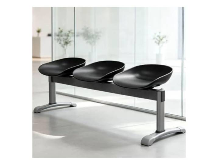 YPIOUREN Wartezimmer Stühle, Sillas para Sala de Reuniones Robuster Stahlrahmen + Sitzschale aus Einem Guss (verstärkter Kunststoff), 500 Kg Tragkraft(Black)