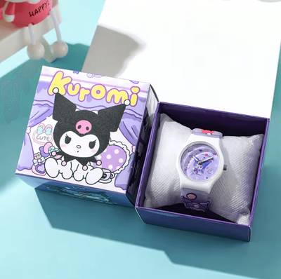 Inspire Curations 3D Hello Kitty Cartoon Kids Watch Cinnamoroll Kuromi Melody Silicone Wristwatch Gift Set klm With Box