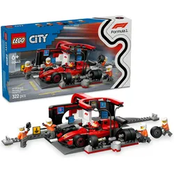 LEGO F1 Boxenstopp mit Boxencrew und Ferrari Flitzer (60443, LEGO City)