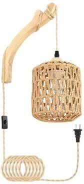 Inspired Living Boho Rattan Wall Lamp Handwoven Rustic Wall Sconce With E27 Bulb Base a