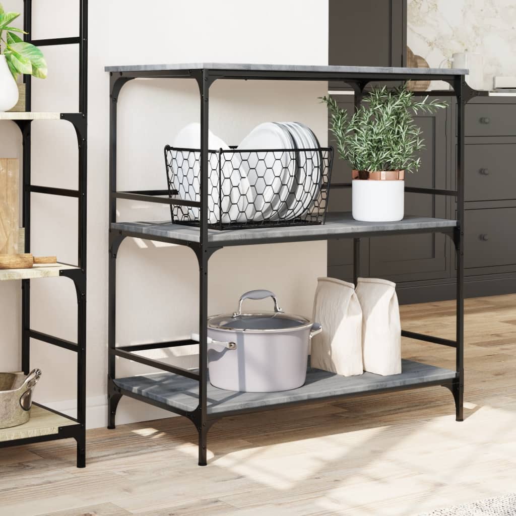 vidaXL Chariot de cuisine sonoma gris 100,5x50x105cm bois d'ingénierie