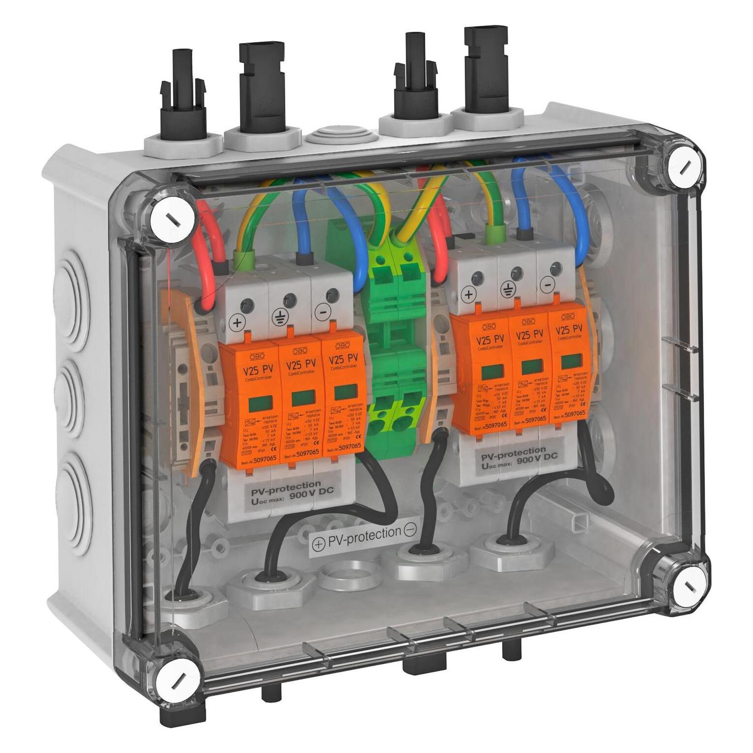 OBO Bettermann VG-BC900S11 PV-Systemlösung im Gehäuse 2x1 PV-String auf 2 WR-MPP+900V (5088565)