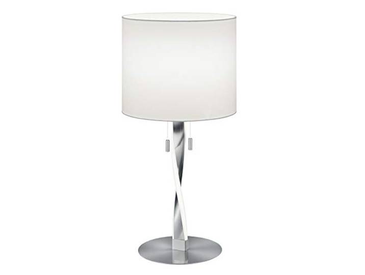 Moderne LED Tischleuchte NANDOR mit beleuchtetem Gestell und weißem Stoffschirm