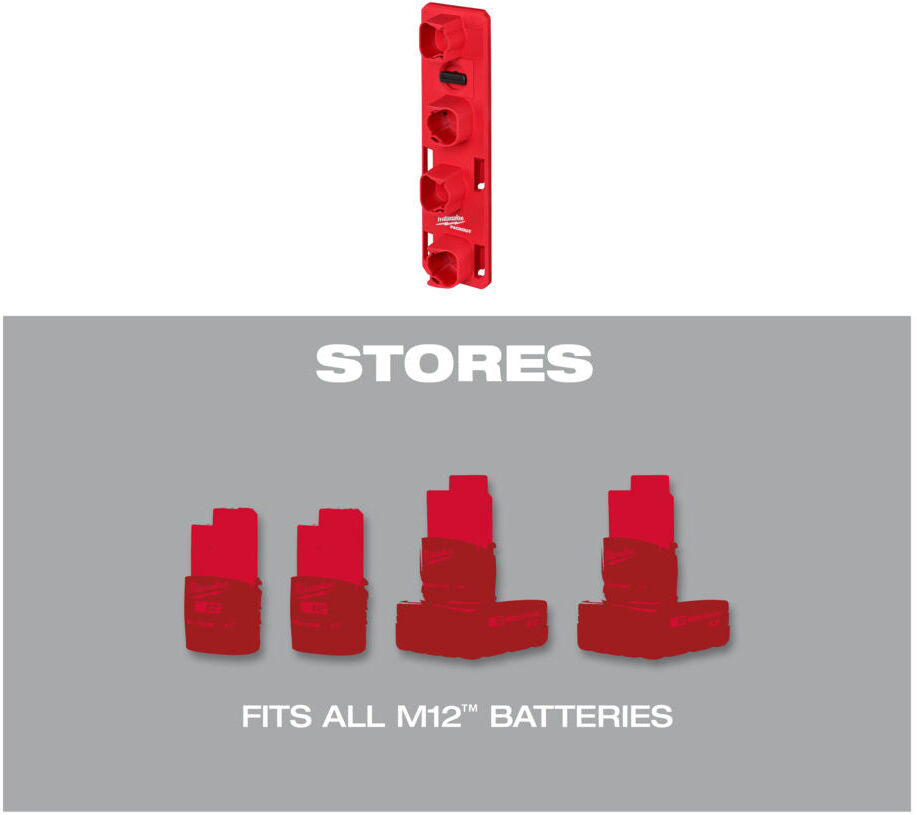 Milwaukee 4932480708 Portabatterie M12 per sistema a parete Packout