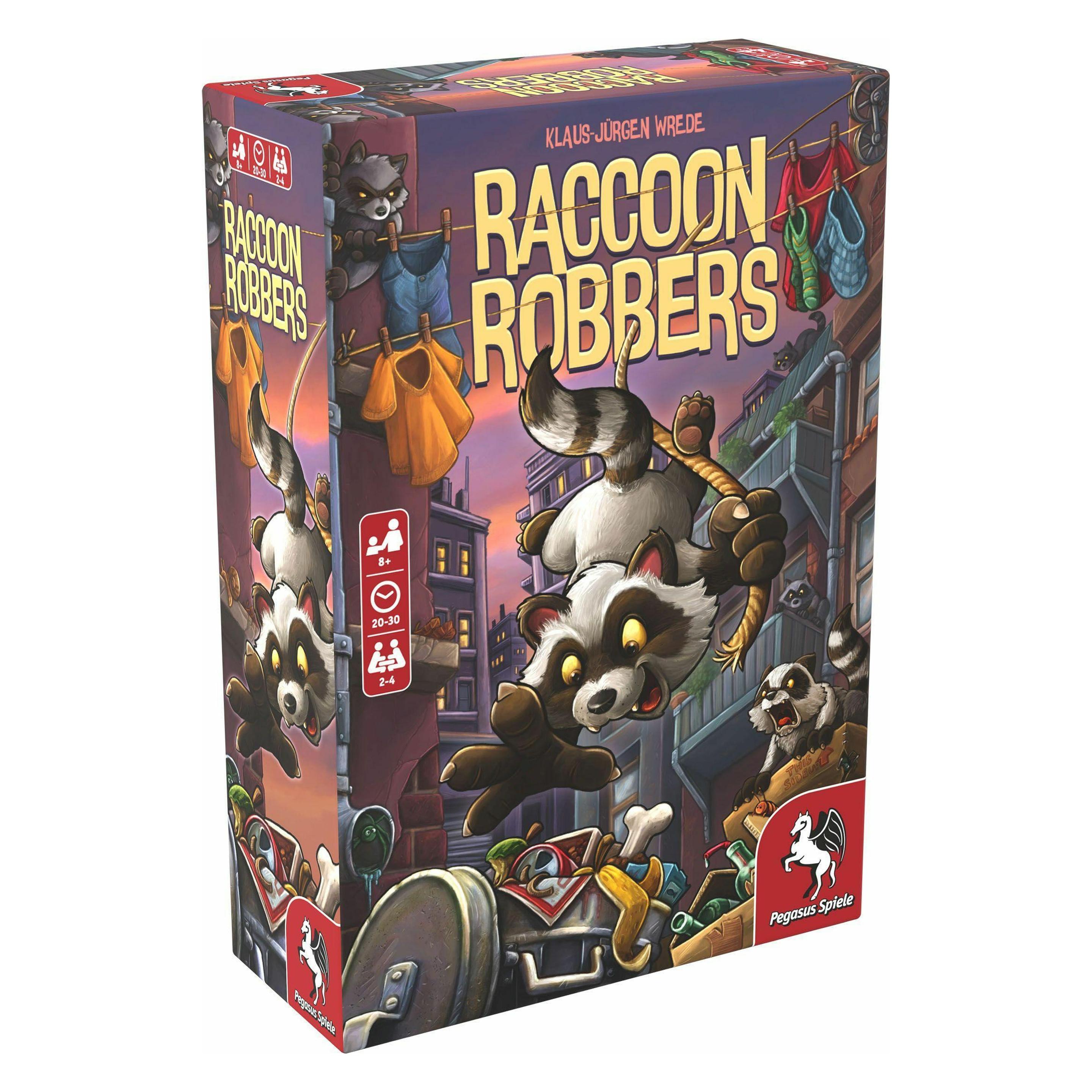 Pegasus 52156G - Raccoon Robbers - Brettspiel, für 2 bis 4 Spieler ab 8 Jahren (DE/EN-Ausgabe) (Deutsch, 2 - 4 Spieler) (52156G)