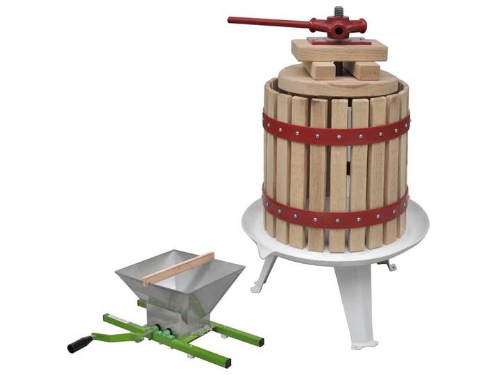 vidaXL Obstpresse 2-tlg. Obst- & Weinpresse und Mühle-Set, Holz