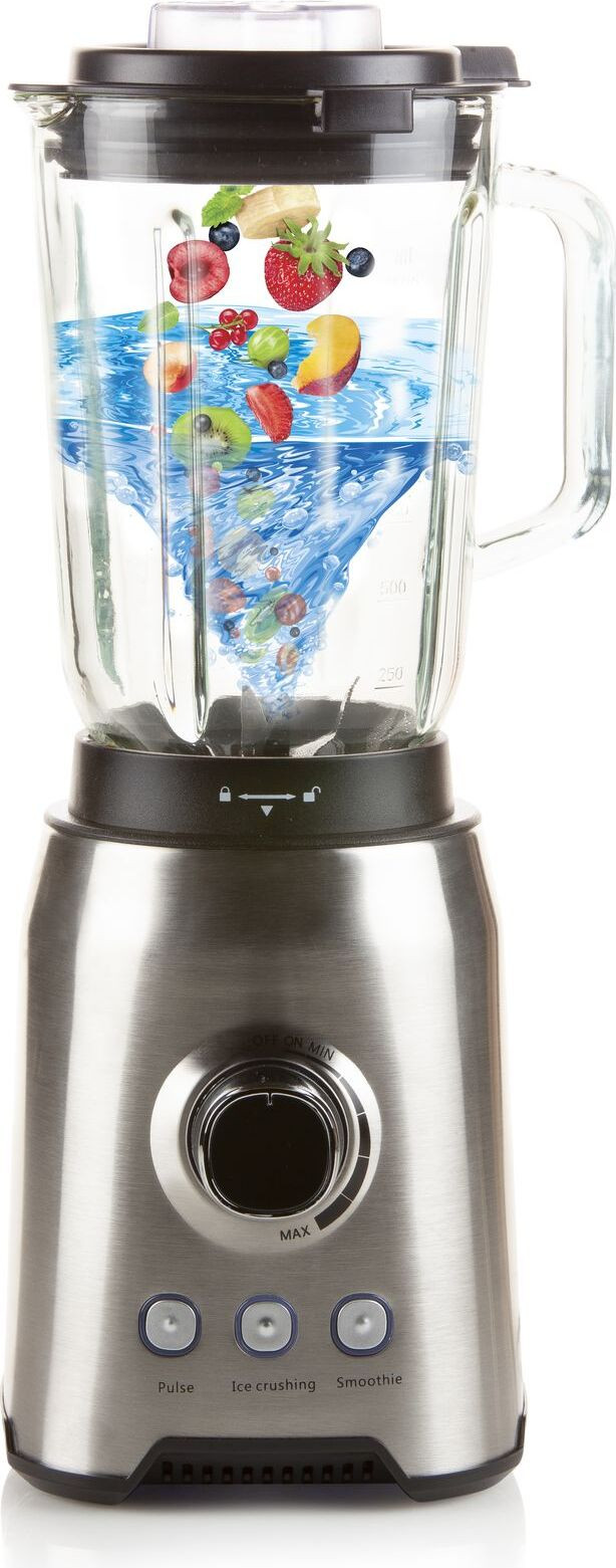 Domo DO 710 BL Staande blender met glazen kan, 1000W, 1,5 liter, 20.000 toeren per minuut, 6 messen, pulsfunctie