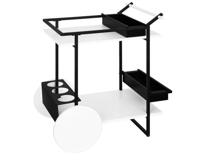 Mid.you Servierwagen, Schwarz, Weiss, Metall, Holzwerkstoff, eckig, 74x81x53.5 cm, abnehmbares Tablett, Esszimmer, Barmöbel, Barwagen