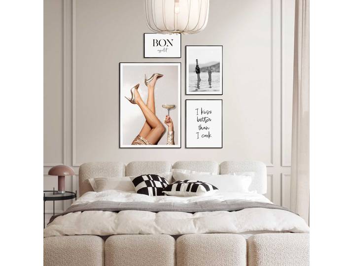 Bild mit Rahmen REINDERS Feiern Sie den Moment , farbe bild(er): gold, B:50cm H:70cm T:6,4cm, MDF, Bilder, Bild mit Rahmen, Küche - Gold - MDF - Sprüche - 50x70 cm