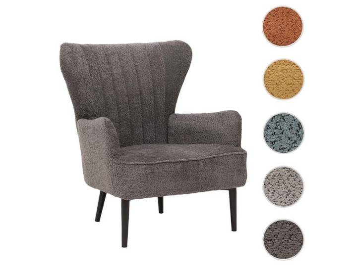 Fauteuil Lounge HWC-K37 Chenille (500g/m²) Oeko-Tex gris foncé