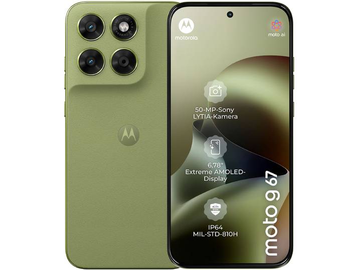 MOTOROLA Smartphone moto g67 , Energieeffizienz: A, grün (pantone nile), 256 GB, Mobiltelefone, Smartphone