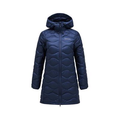 Daunenmantel PEAK PERFORMANCE "W Helium Down Parka", Damen, Gr. M, dunkelblau, 100% Polyamid, körpernah, ohne Ausschnitt, Mäntel Daunenmantel, mit sportivem Design