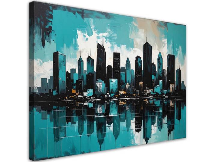 Feeby Leinwandbild Städte & Architektur 90x60cm, Türkis, Stadtarchitektur, Rechteckig, 90x60 cm, Bilder & Rahmen, Bilder, Leinwandbilder