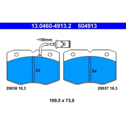 ATE 13.0460-4913.2 Bremsbelagsatz, Scheibenbremse