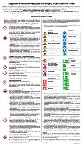 SafetyMarking 43.A9510 Aushang Gefahrstoffe Allgemeine Betriebsanweisung Kunststoff (B x H) 480mm x 830mm 1St.