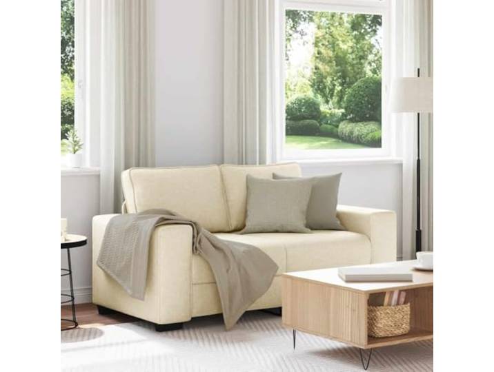 HEFZGDB 2-Sitzer-Sofa Creme 120 cm Stoff, Weiches Polyestergewebe mit Atmungsaktivität und Strapazierfähigkeit, Robustes Holz- und Metallgestell für Stabilität, Breite Armlehnen
