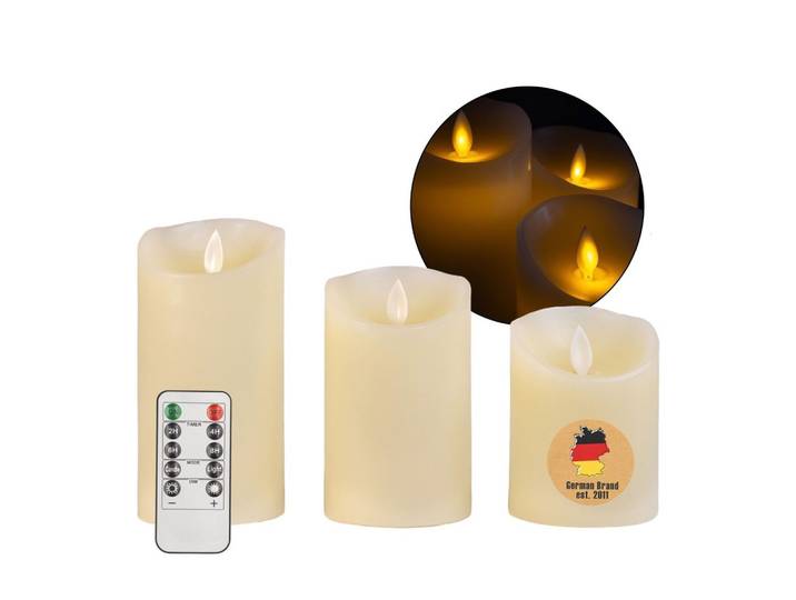 LED KERZEN SET mit Fernbedienung (3-tlg.)