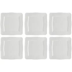 La Porcellana Bianca Set von 6 quadratischen Tellern Florentina Weiss 26.5 cm, Teller, Weiss