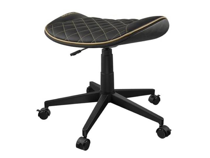COUGAR Crosser Gold Mehrzweck-Gaming-Hocker, gewellter Sitz, PVC-Kunstleder-Polsterung, verstellbare Höhe, Basis mit 5 Rollen, bis zu 120 kg Gewichtsunterstützung, Schwarz & Gold