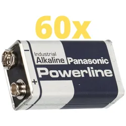 60x Panasonic Powerline 6LR61 9V Block Batterie - passend für Gewerbe, Service & Rauchmelder