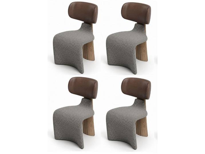 JVmoebel Esszimmerstuhl Stühle Moderner Grau Braun Holz Bequem Elegant Formschön Komfortabel, Made in Europa