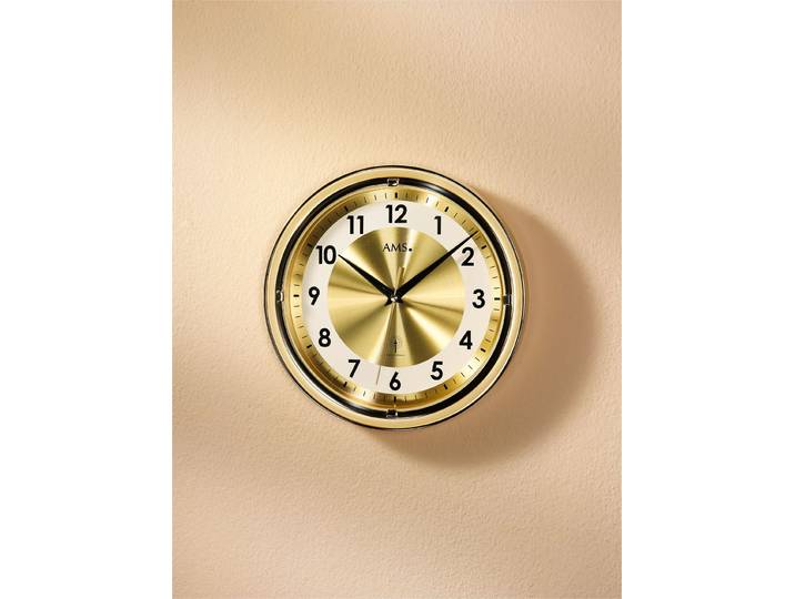 Wanduhr mit Funkuhrwerk, Gold