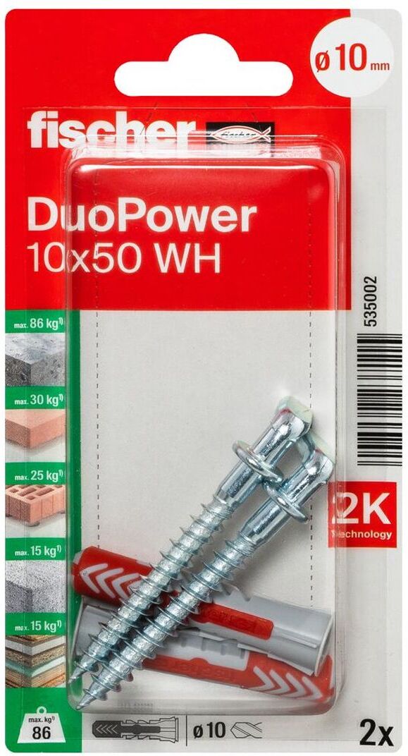 fischerwerke fischer Allzweckdübel DuoPower 10 x 50 WH, 2 Stück
