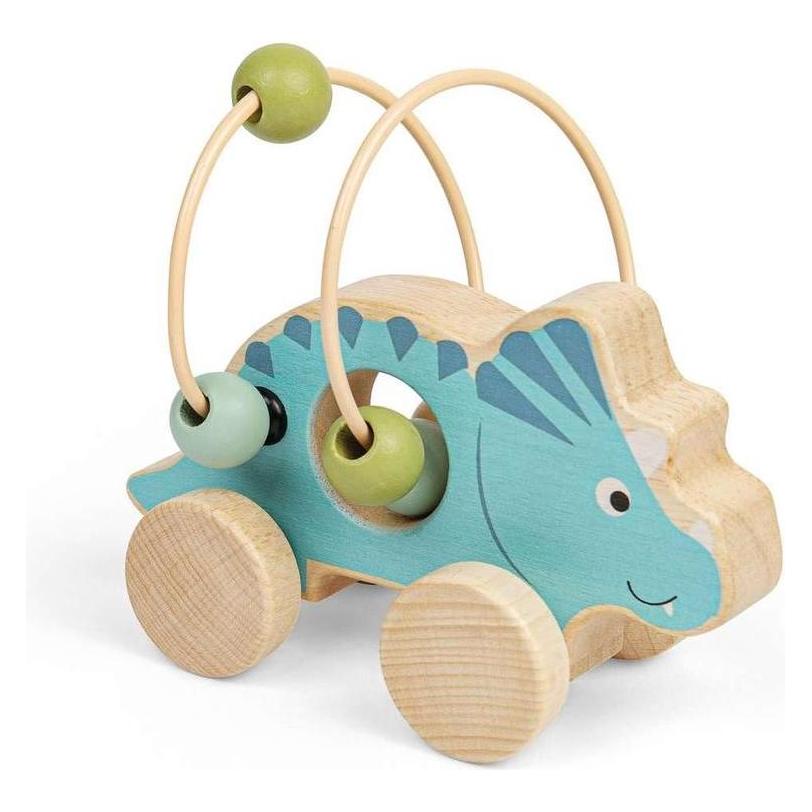 Bigjigs Holz-Schiebespielzeug Triceratops mit Perlenrahmen (BJ36085)