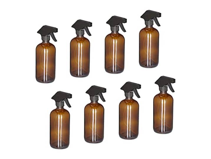 Relaxdays plantenspuit set van 8, 500 ml, nevel en straal, bruin