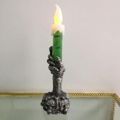 Inspired Finds Skeleton Hand LED Candle Halloween Table Decoration green