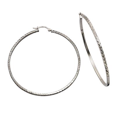 Paar Creolen CELESTA "925 Silber rhodiniert 6,0cm", weiß, Ohrringe, Damen, one-size, Silber 925 (Sterlingsilber)