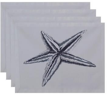 E by Design Star Fish Coastal Print Table Top Placemat (Set of 4)