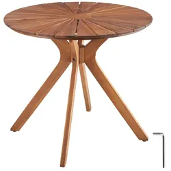 TecTake GmbH tectake Gartentisch Pollensa, rund, wetterfest, massives Akazienholz  Braun