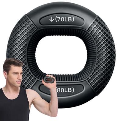 Youfap Market Adjustable Silicone Finger Grip Strengthener Ring For Hand And Wrist Exercise, Carpal Tunnel Relief Gym Training black