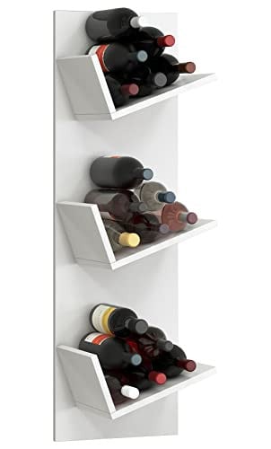 VCM Vinosi Houten Wijnrek Wandplank Wit B: 33 cm, H: 107 cm, D: 26 cm