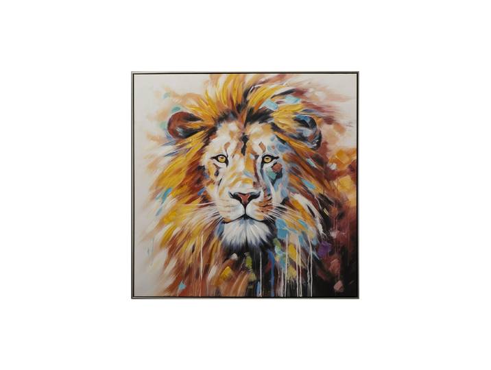 Handbemaltes, gerahmtes Bild „Blue Lion King“ 102.5 x 102.5 cm Multicolor Crea Collection
