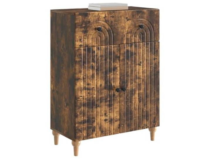 KTHLBRH Sideboard Eiche Rauchgrau 66 x 34,5 x 90 cm Engineered Wood, 90 Grad drehbare Tür, robuste Einlegeböden, Geschirr und Utensilien