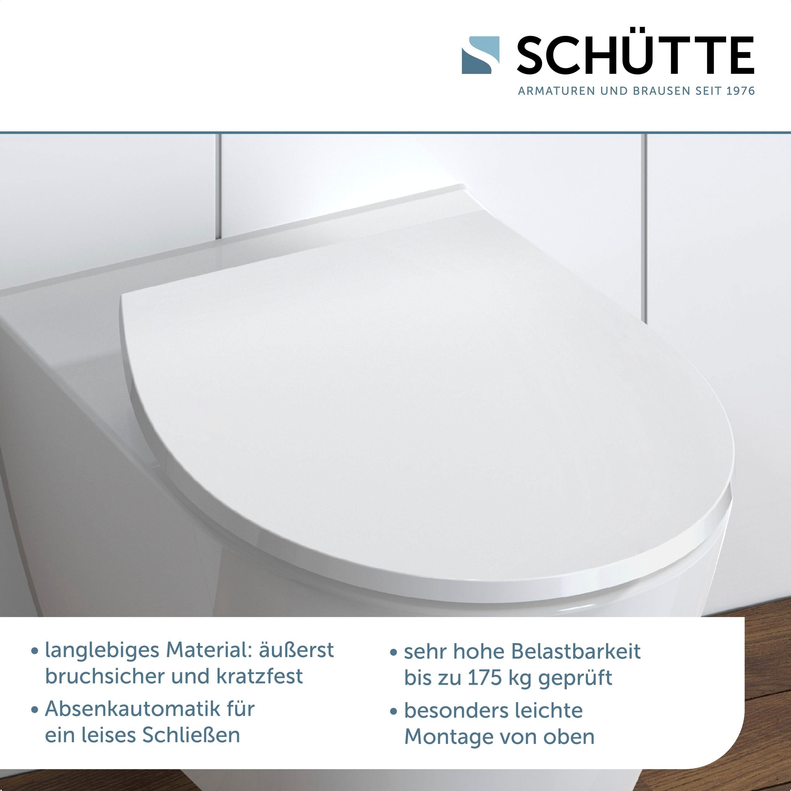 WC-Sitz SCHÜTTE, weiss (weiß), B:37,1cm L:44,7cm, Duroplast, WC-Sitze, WC-Sitz, mit LED, Absenkautomatik, Schnellverschluss weiß Einheitsgröße