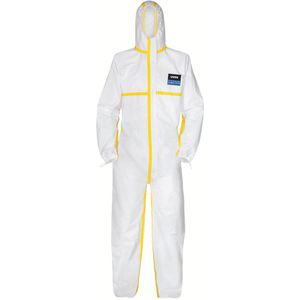 Uvex Schutzanzug 3B chem light Overall, weiß-gelb, Gr. XXL, mit Kapuze, Einweg-Overall, PSA-Kategorie 3 Typ 3/4/5