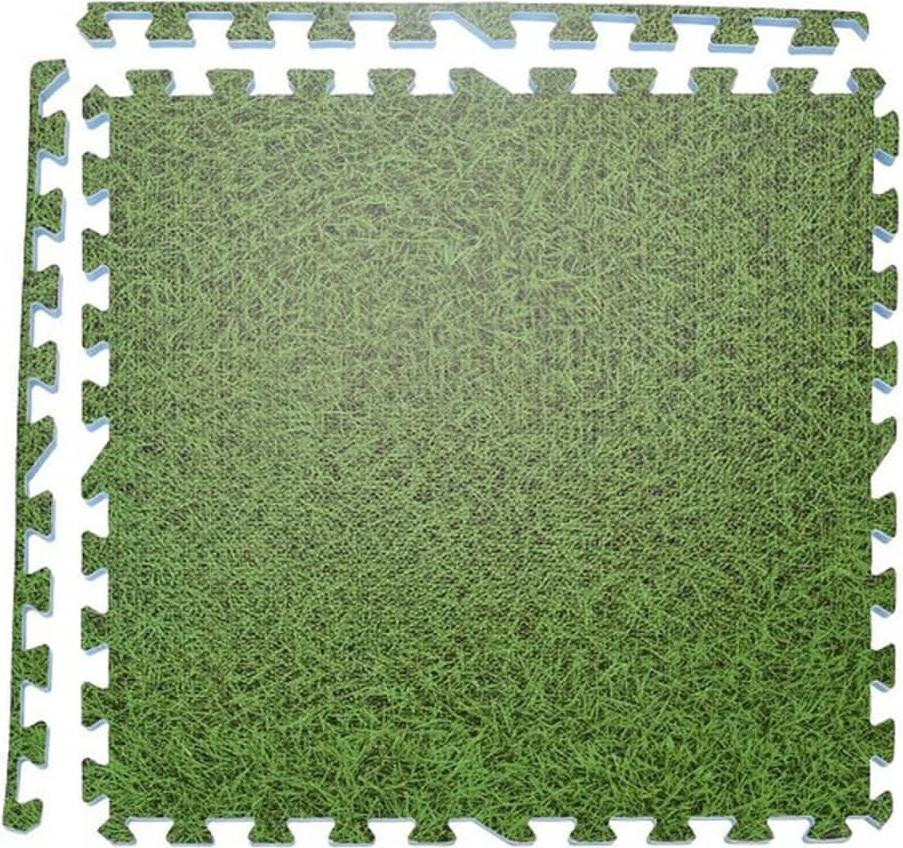 XQ Max vloertegels met grasprint, set van 4 stuks, groen