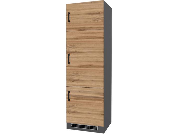 Kühlumbauschrank KOCHSTATION KS-Toronto, Höhe 200 cm , grau (wotaneiche, grafitgrau), B:60cm H:200cm T:58cm, Holzwerkstoff, Schränke, Kühlumbauschrank