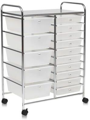 Dovelina 15-Drawer Utility Rolling Cart with Drawers Multi-Use Storage