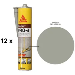 12 x Sikaflex Pro 3 kieselgrau 300ml Kartusche 1K Polyurethan Dichtstoff