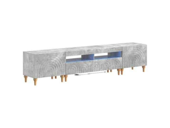 GKHPYURE LED-Fernsehschrank-Set, 3 Stück, Grau, Beton, Holz Anpassbare LED, 90° drehbare Türen, schlankes Design, großer Raum, feuchtigkeitsbeständig