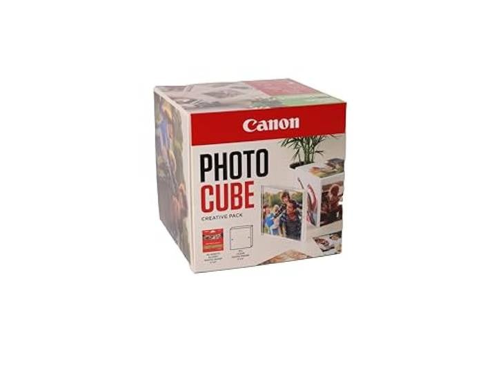 Canon Photo Cube Creative Pack\, Pink - PP-201 Glossy II Photo Paper 5x5\ (40 Sheets) + Photo Frame - Compatible with Canon PIXMA Printers