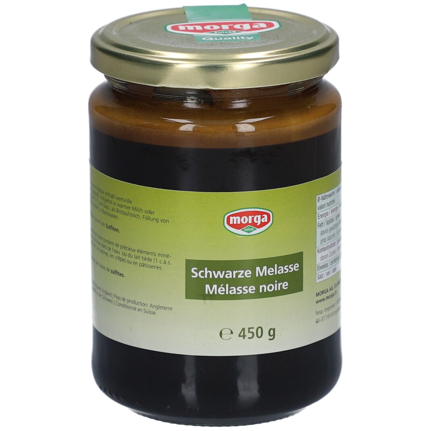 Morga Schwarze Melasse flüssig Glas 450 g