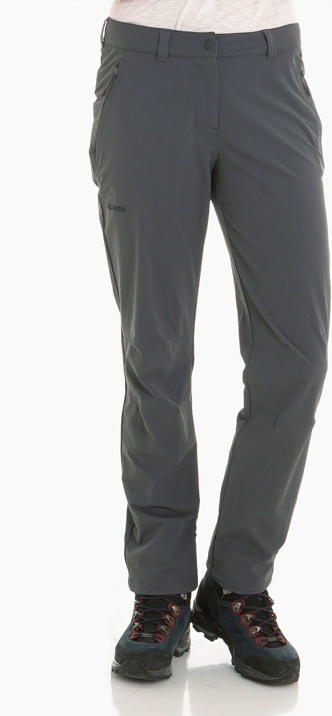 Outdoorhose SCHÖFFEL "Pants Engadin1", Damen, Gr. 20, Normalgrössen, grau (graphit), Oberstoff : 89% Nylon 11% Elasthan, Hosen Outdoorhose graphit 20, Normalgrössen